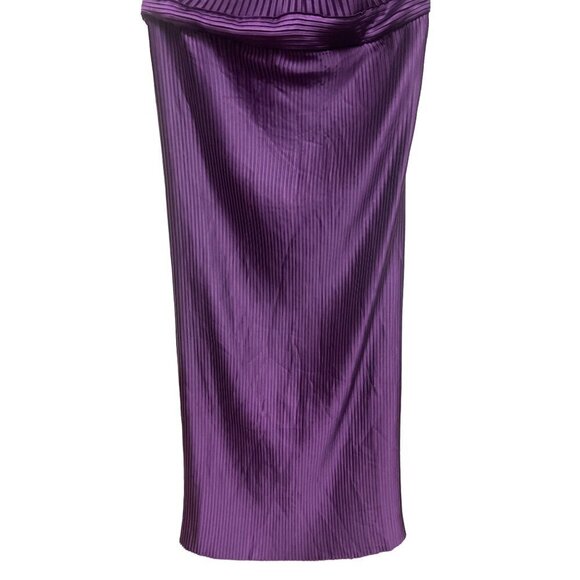 NEW! Show PO Marlette Midi Pleated Open Back Halter Dress Purple Women's 14 - Picture 5 of 12